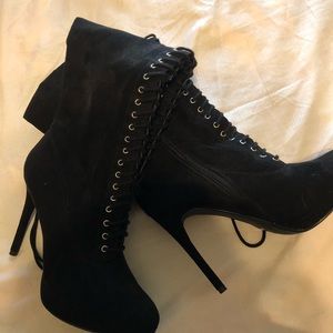 Suede knee high boots/heels